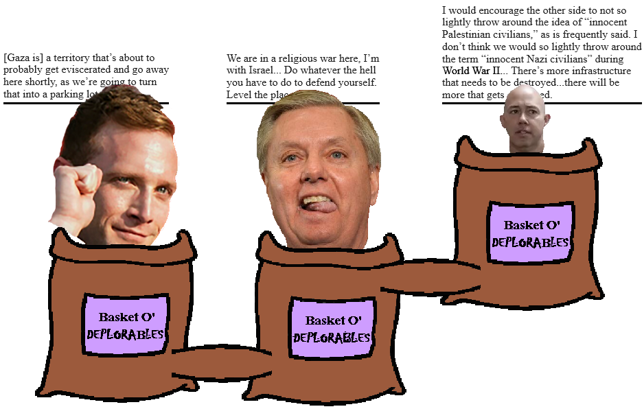 Three Republican politicians in their own basket of deplorables talk about destroying Gaza.